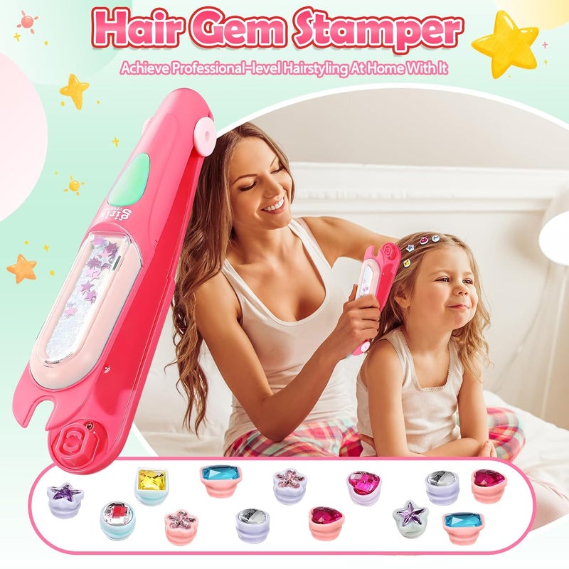 HatchHaven Hair Gems Stamper Kit, Bling Hair Jewels Gem Stapmer, Hair Styling Tool with Reusable Shining Diamonds, Hair Jewels Bedazzler Birthday Gifts Toys for Girls 3-12 - Image 4